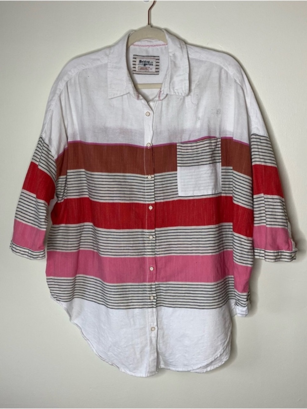 Anthropologie Holding Horses striped 100% cotton oversized button down shirt M/L